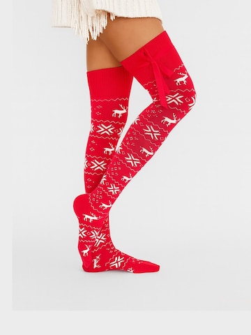 Lycille Over the Knee Socks in Red: front