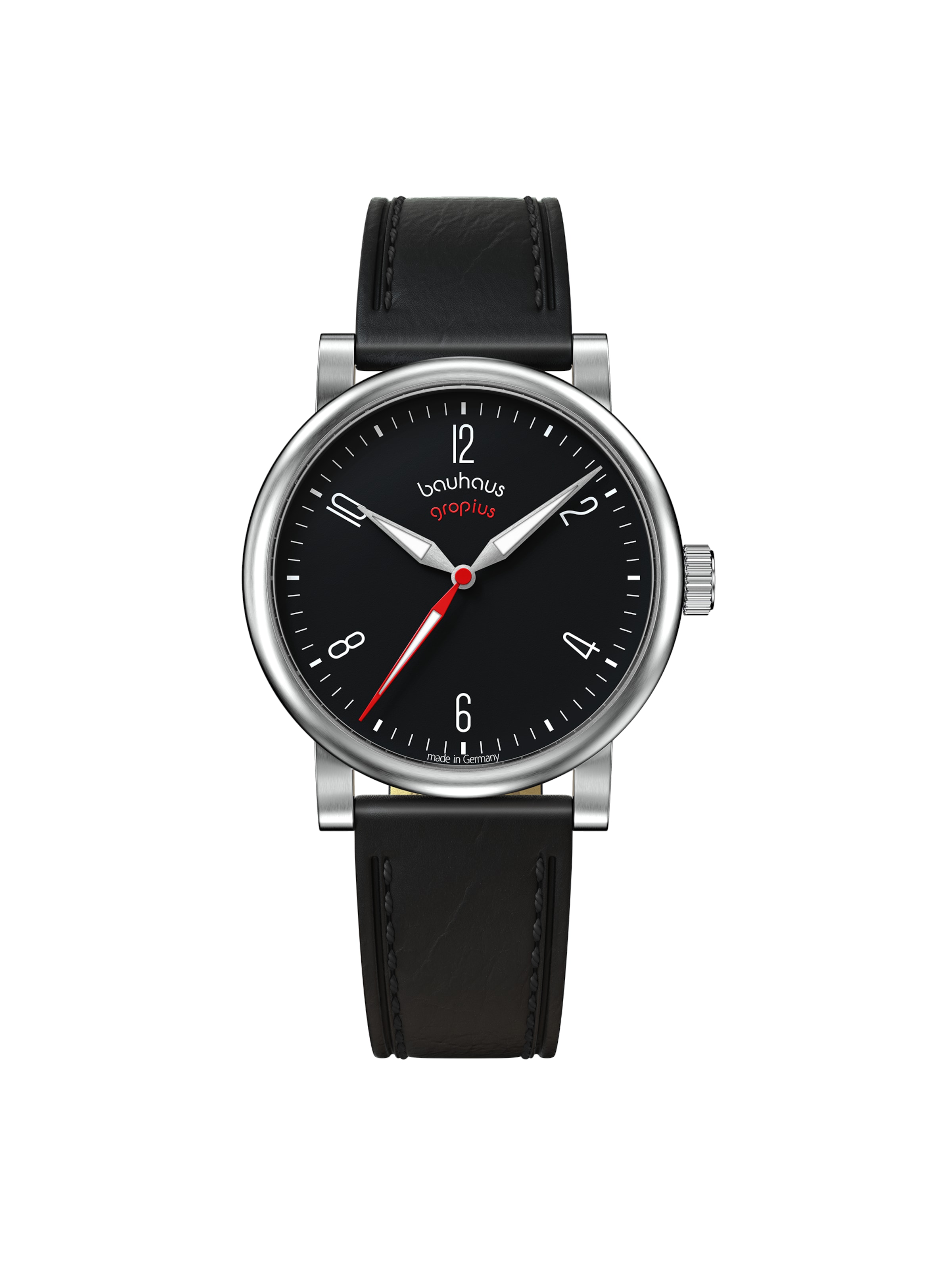 WALTER GROPIUS Analog Watch 'KONTUR' in Black: front
