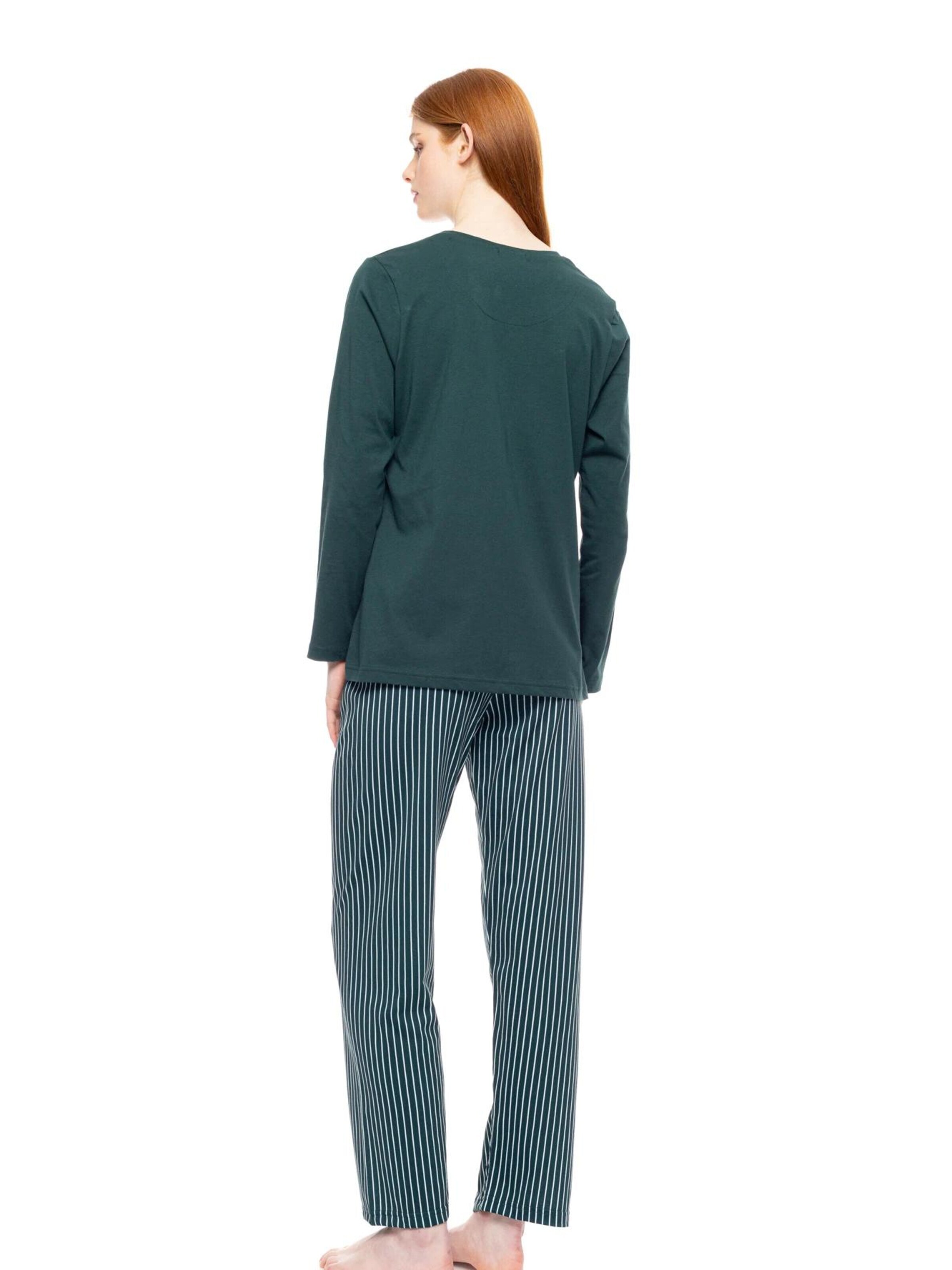Pink Label Πιτζάμα 'PYJAMA GREEN FOREST STRIPES' σε πράσινο