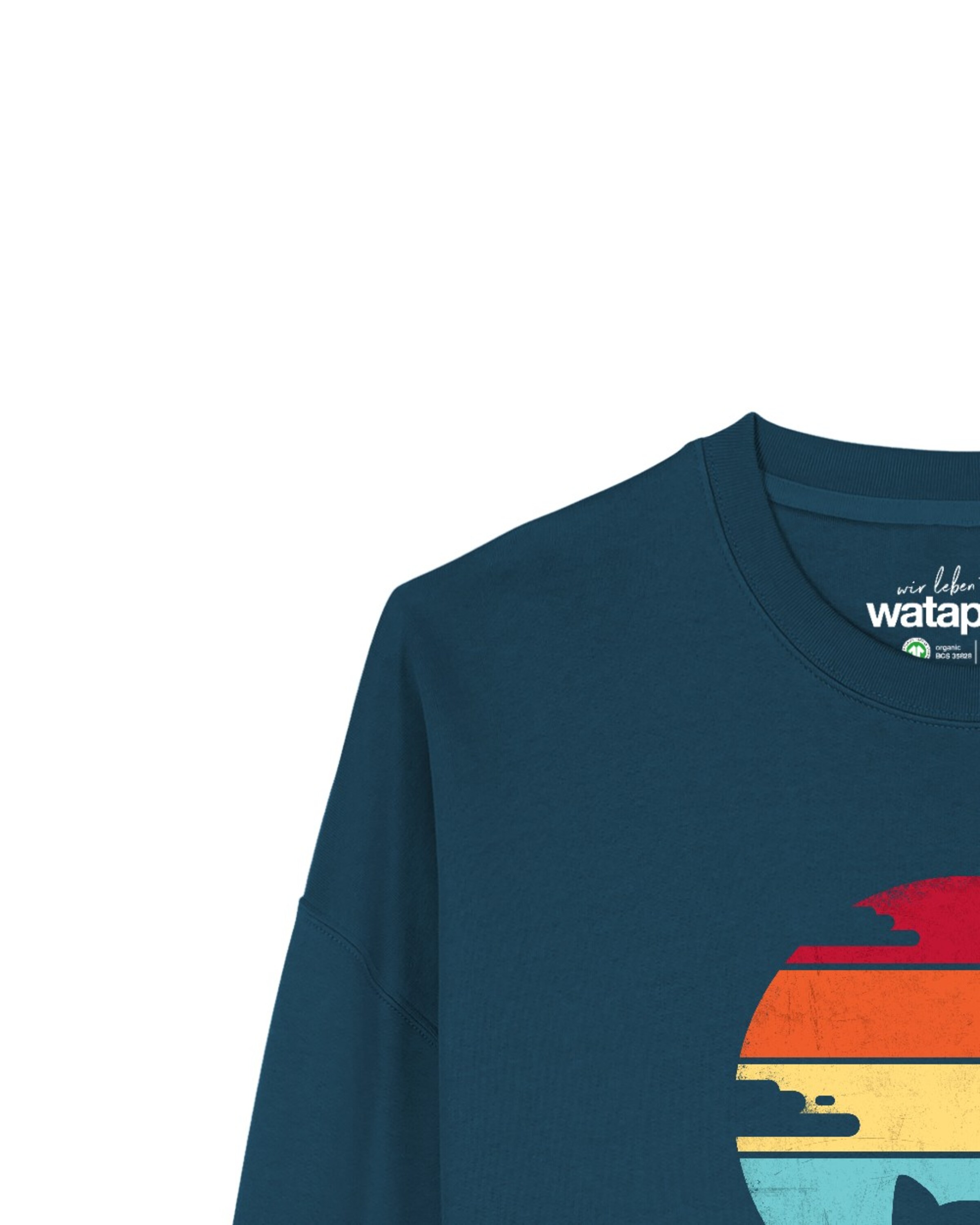 Watapparel Sweatshirt 'Retro Sunset Cat' in Grün