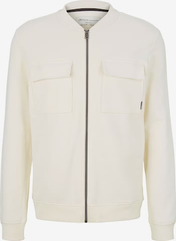 TOM TAILOR DENIM Sweat jacket in Beige: front