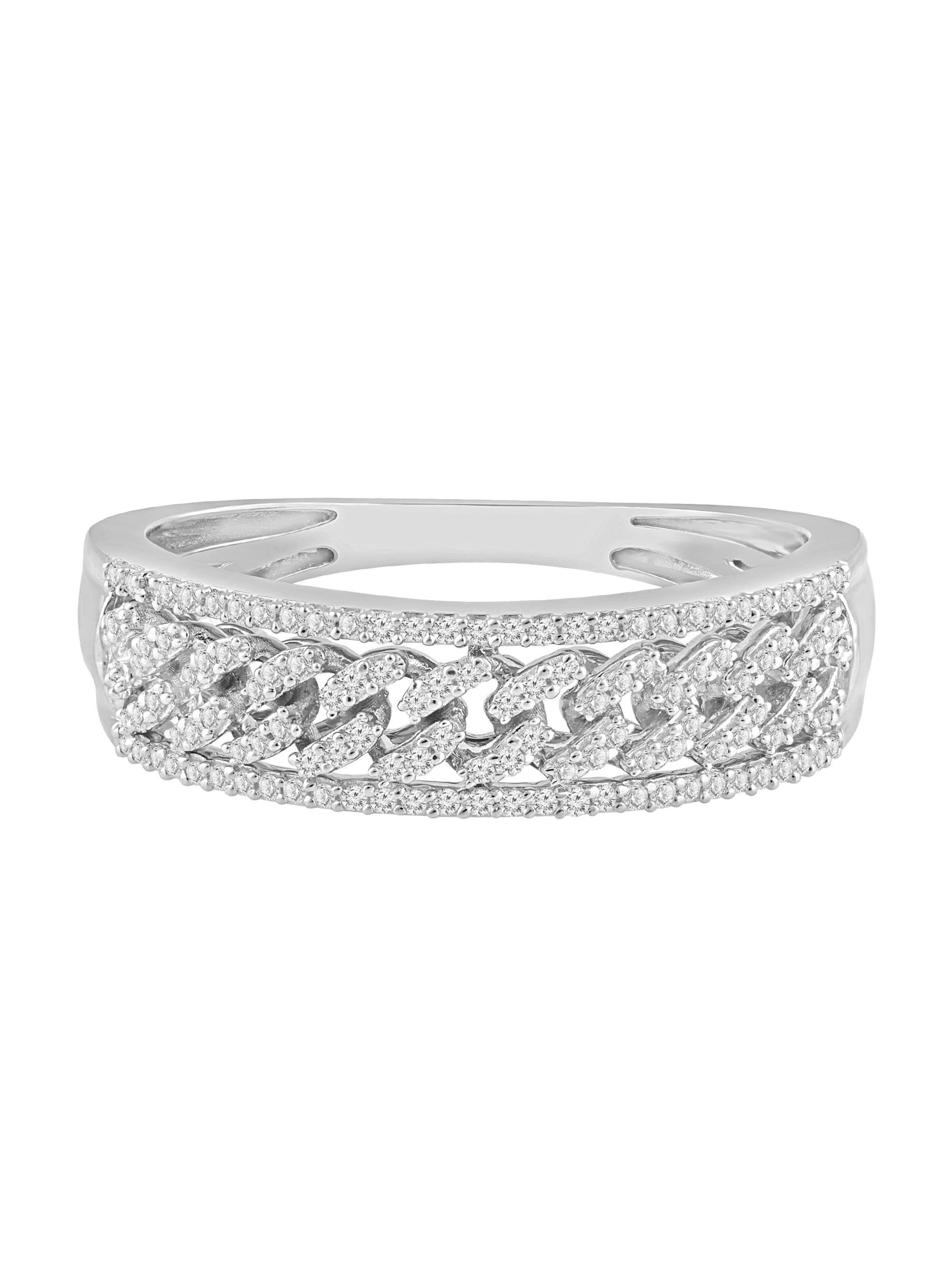 Diamant Exquis - Anillo 'Ring aus 375 Weißgold mit Diamant' en plata: frente