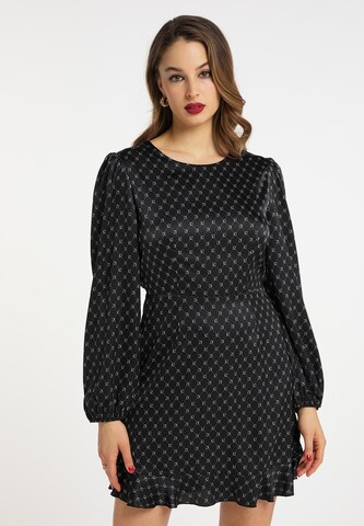 faina Shirt Dress in Black: front