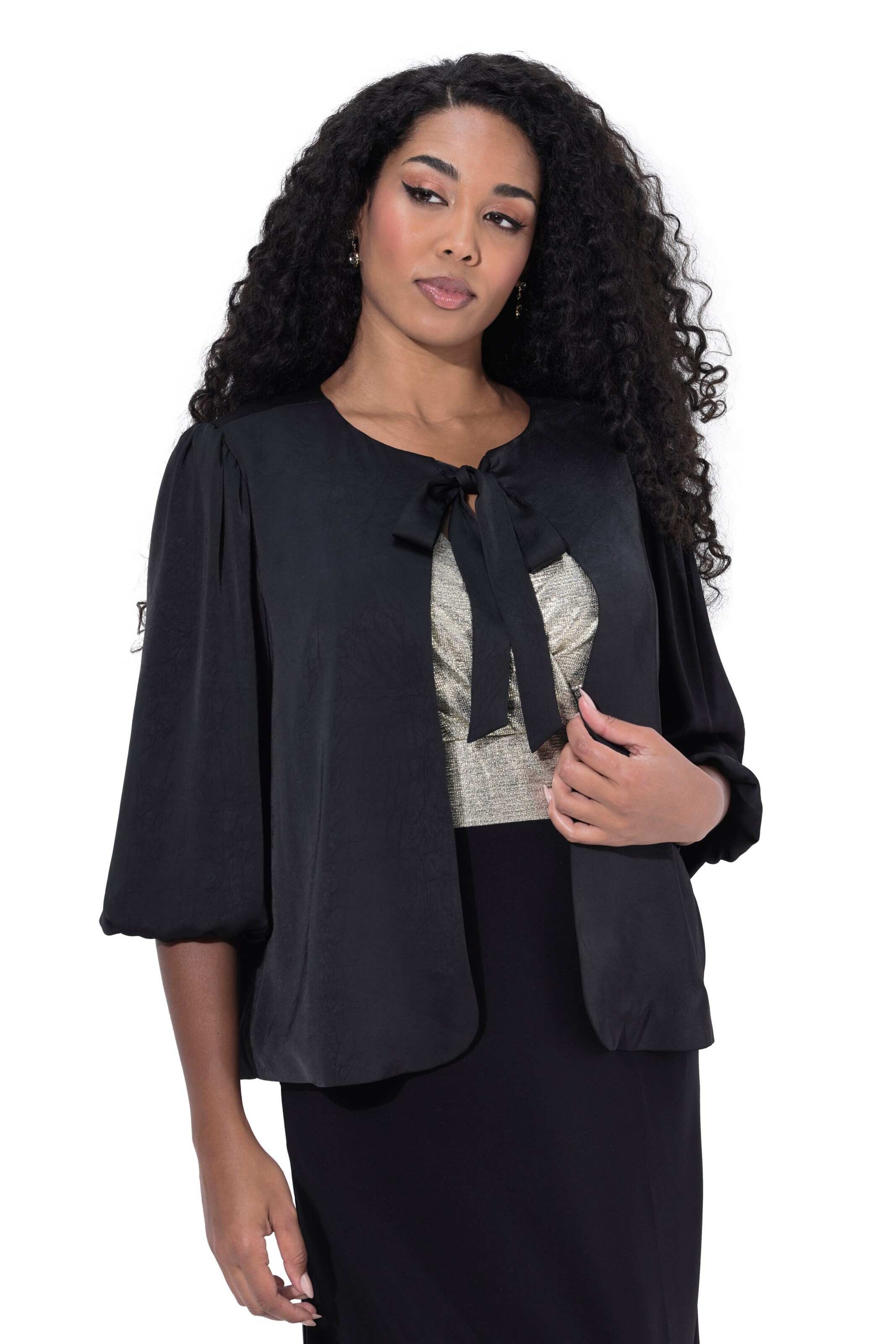 Ulla Popken Between-Season Jacket in Black: front