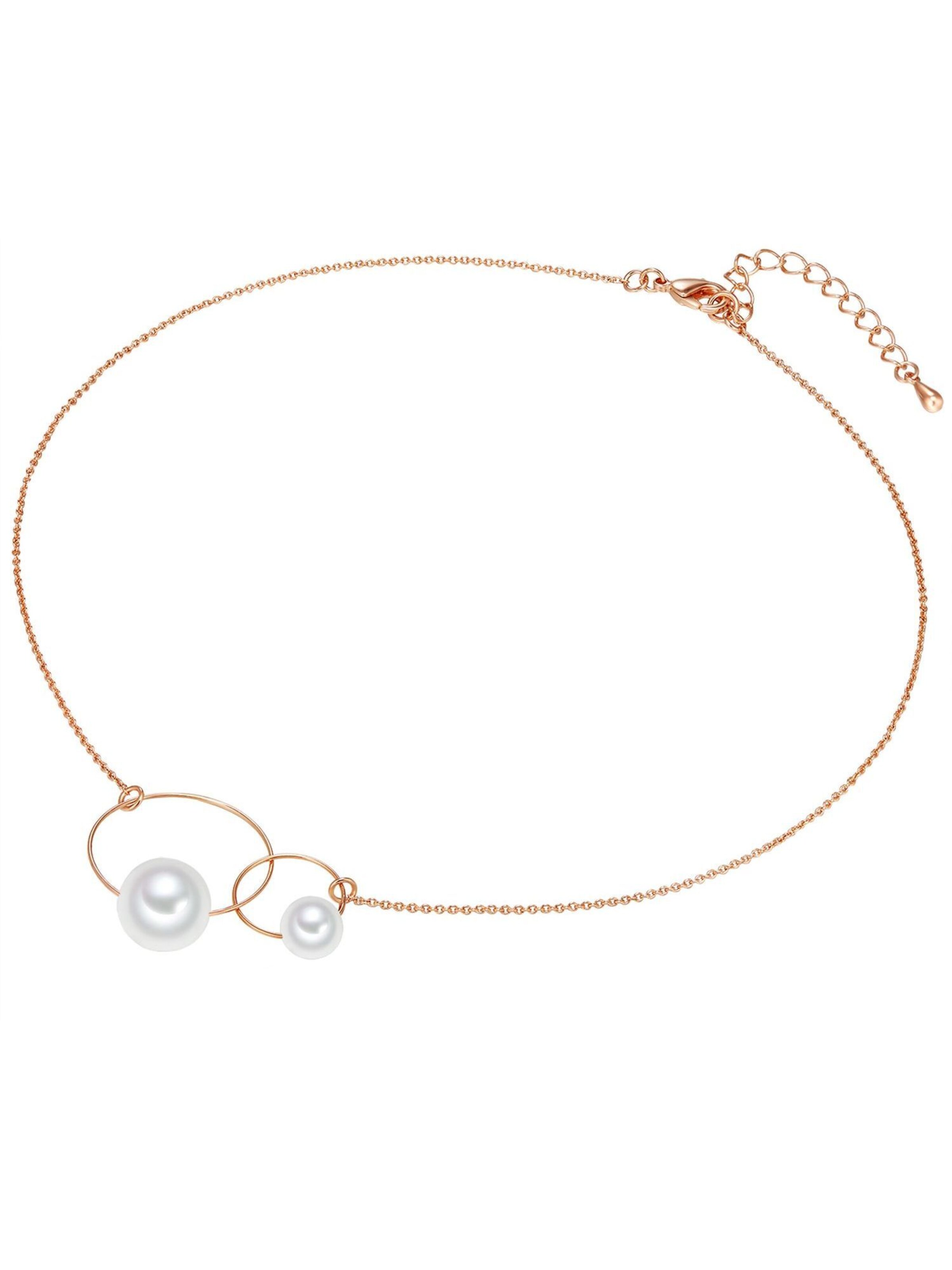 Lulu & Jane Kette in rosegold / perlweiß, Produktansicht