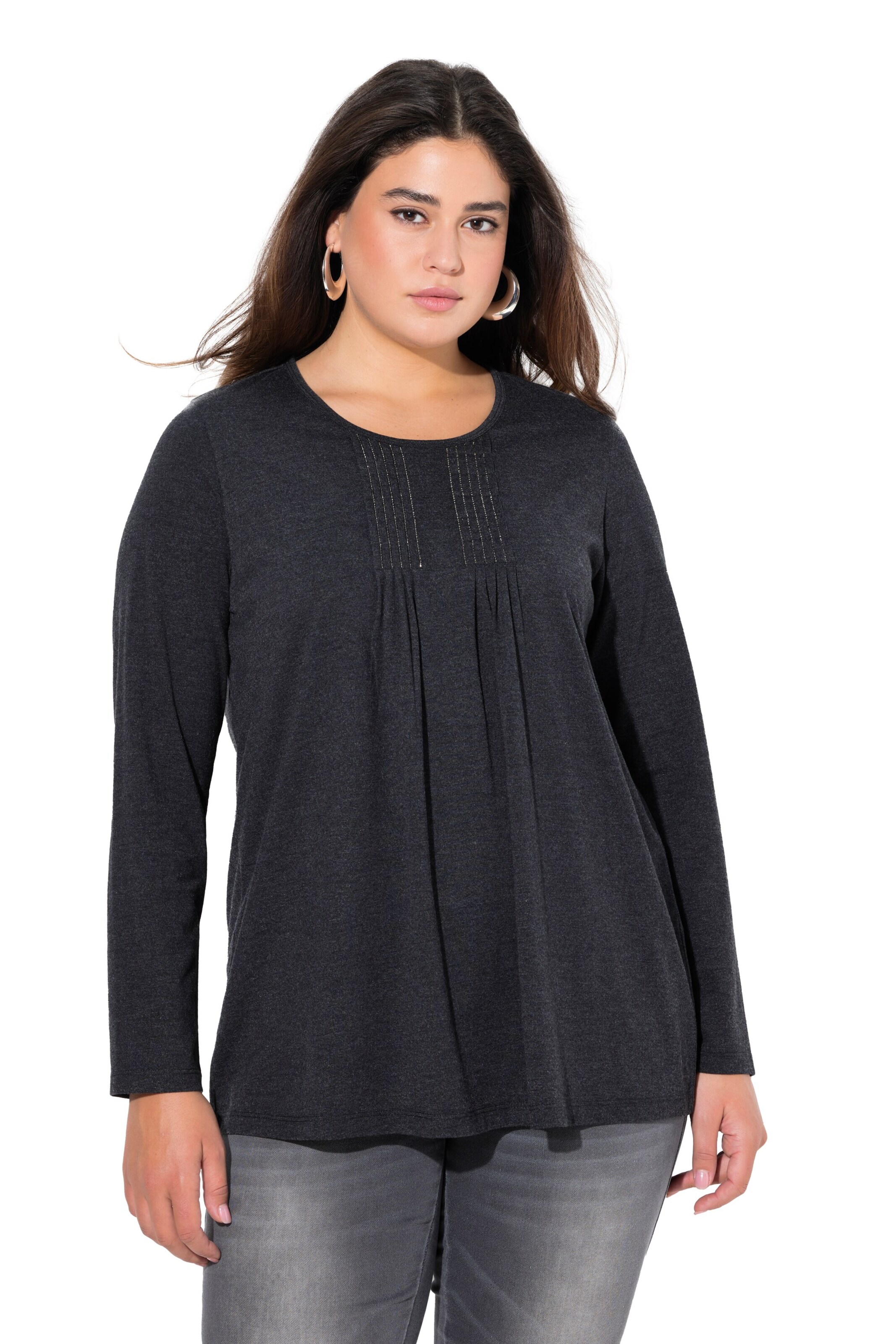 Ulla Popken Majica | črna barva: sprednja stran