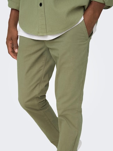 Coupe slim Pantalon chino 'Pete' Only & Sons en vert