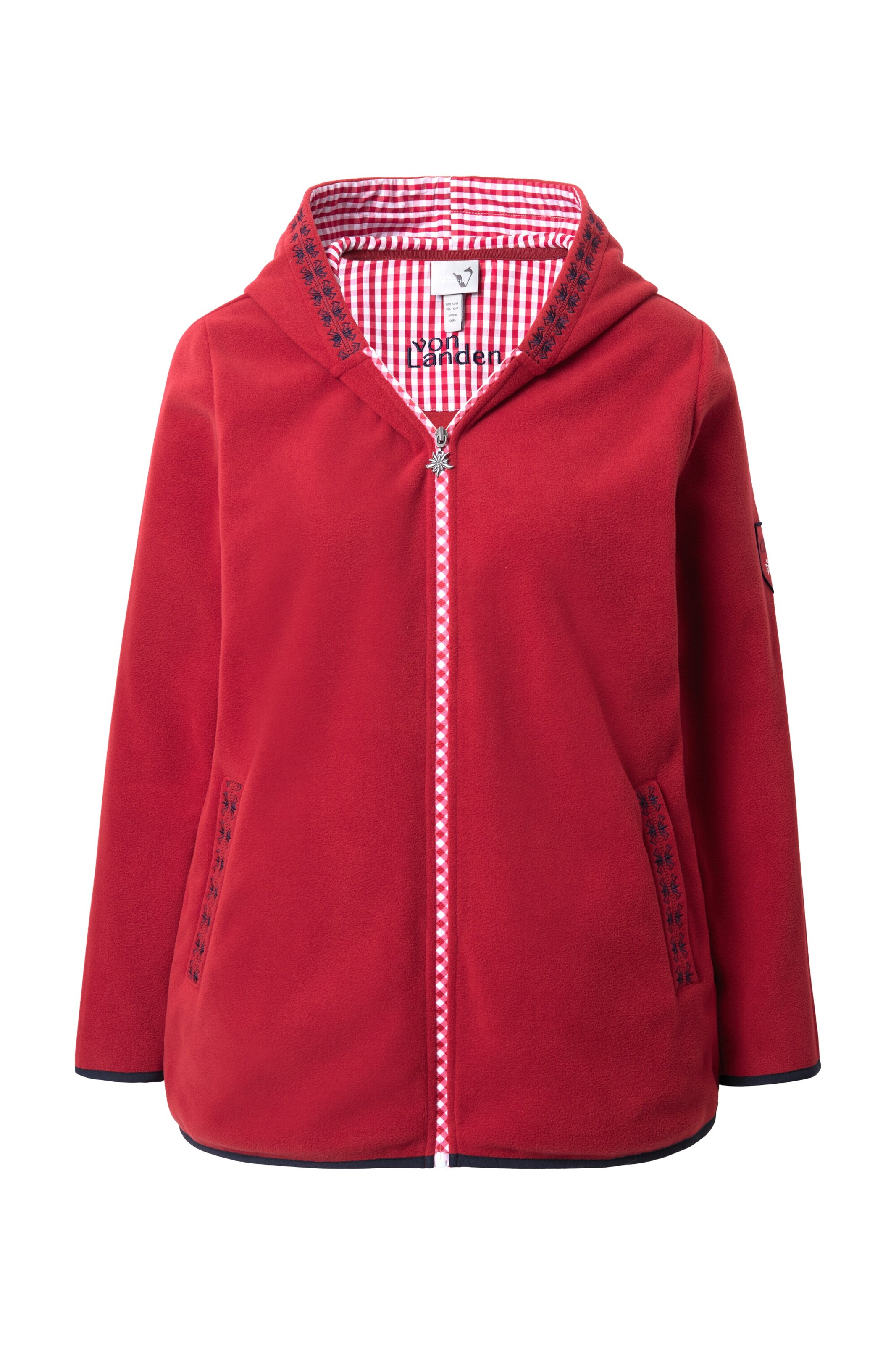 Ulla Popken Fleece jas in Rood: voorkant
