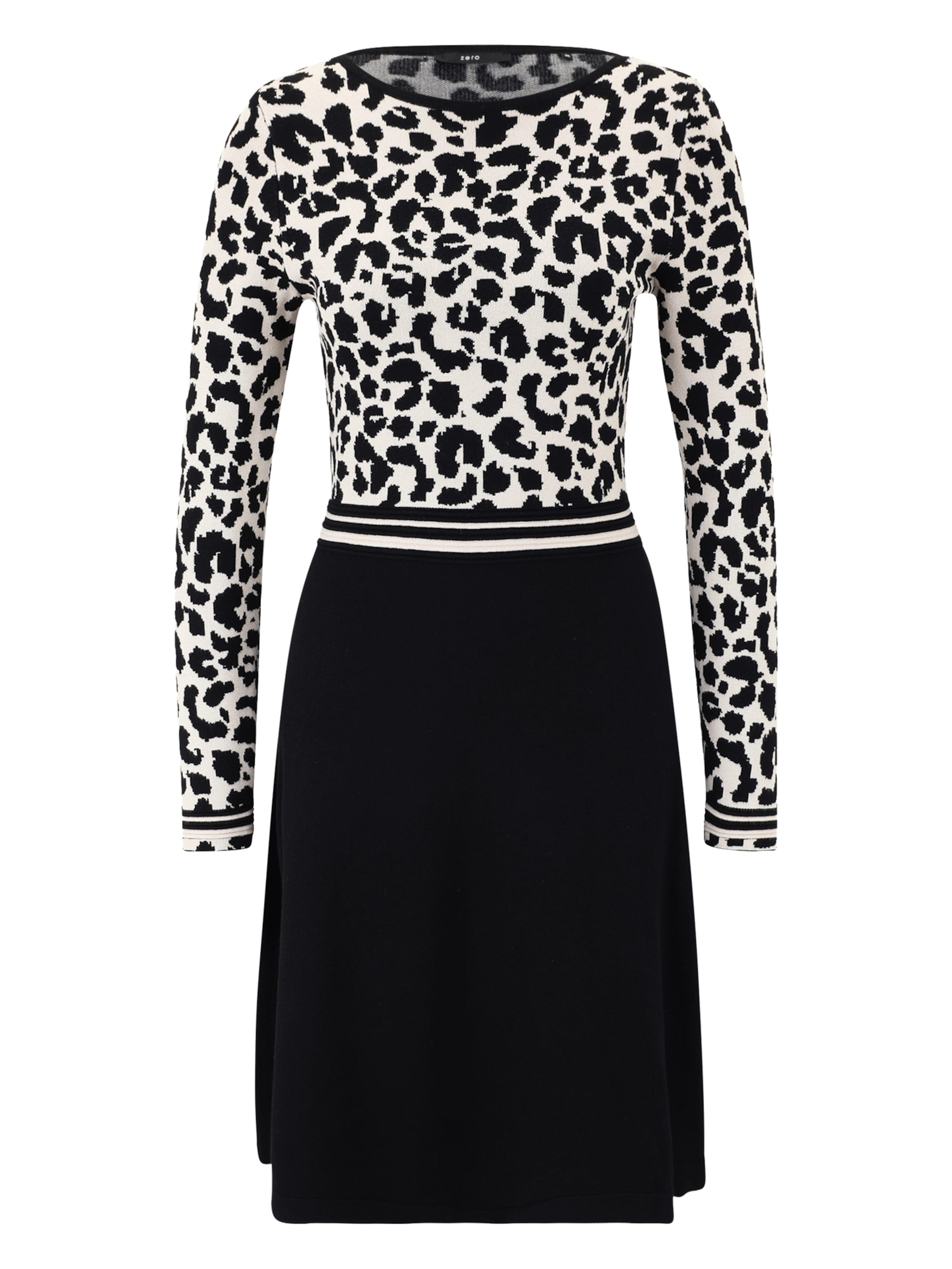 zero Strickkleid mit Leomuster in Schwarz: Vorderseite