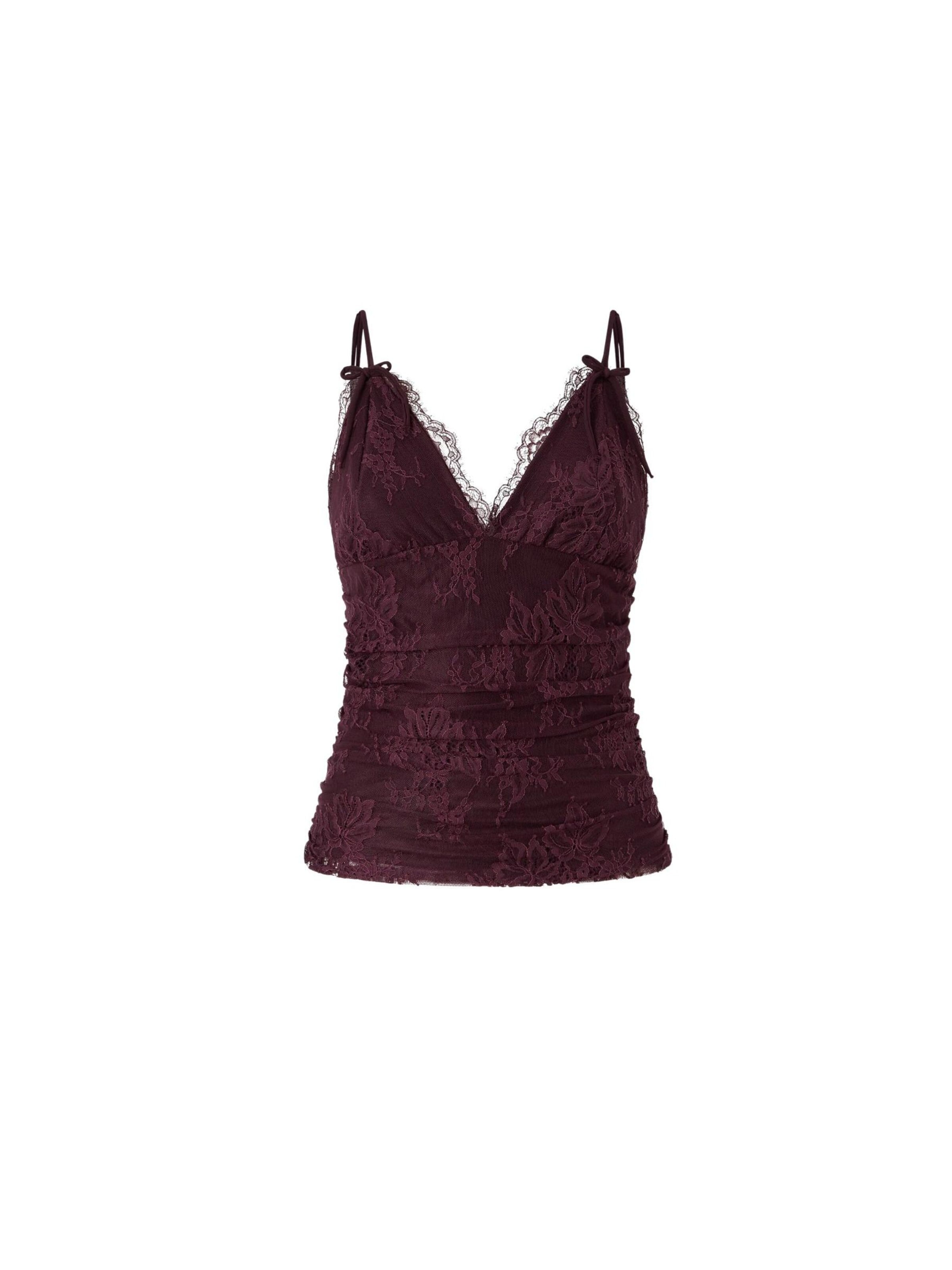 Haut 'PINKO FRAGOLA TOP PIZZO LEGGERO TOP' PINKO en rouge : devant