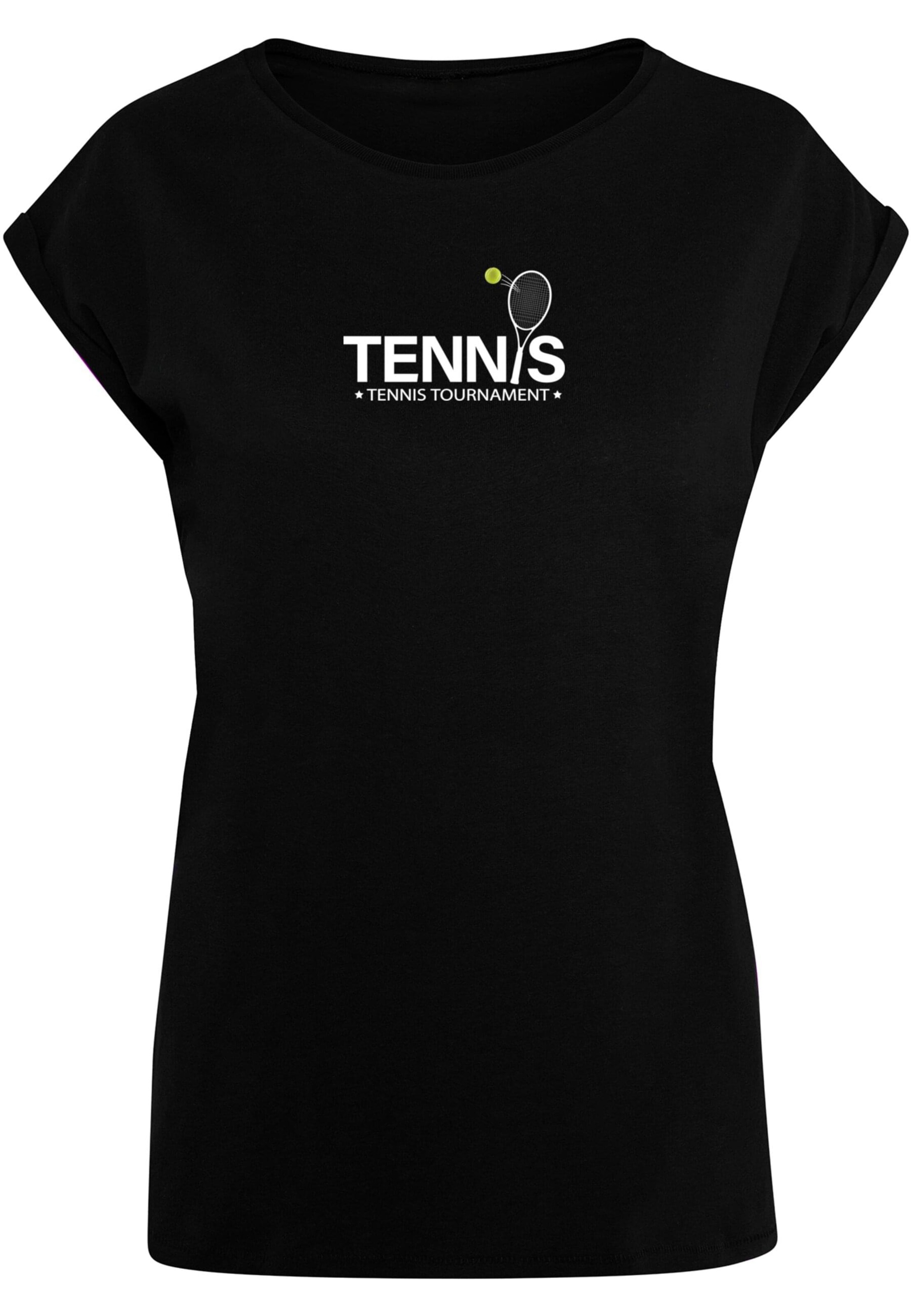 Merchcode Shirt 'Tennis Racket' in Zwart: voorkant