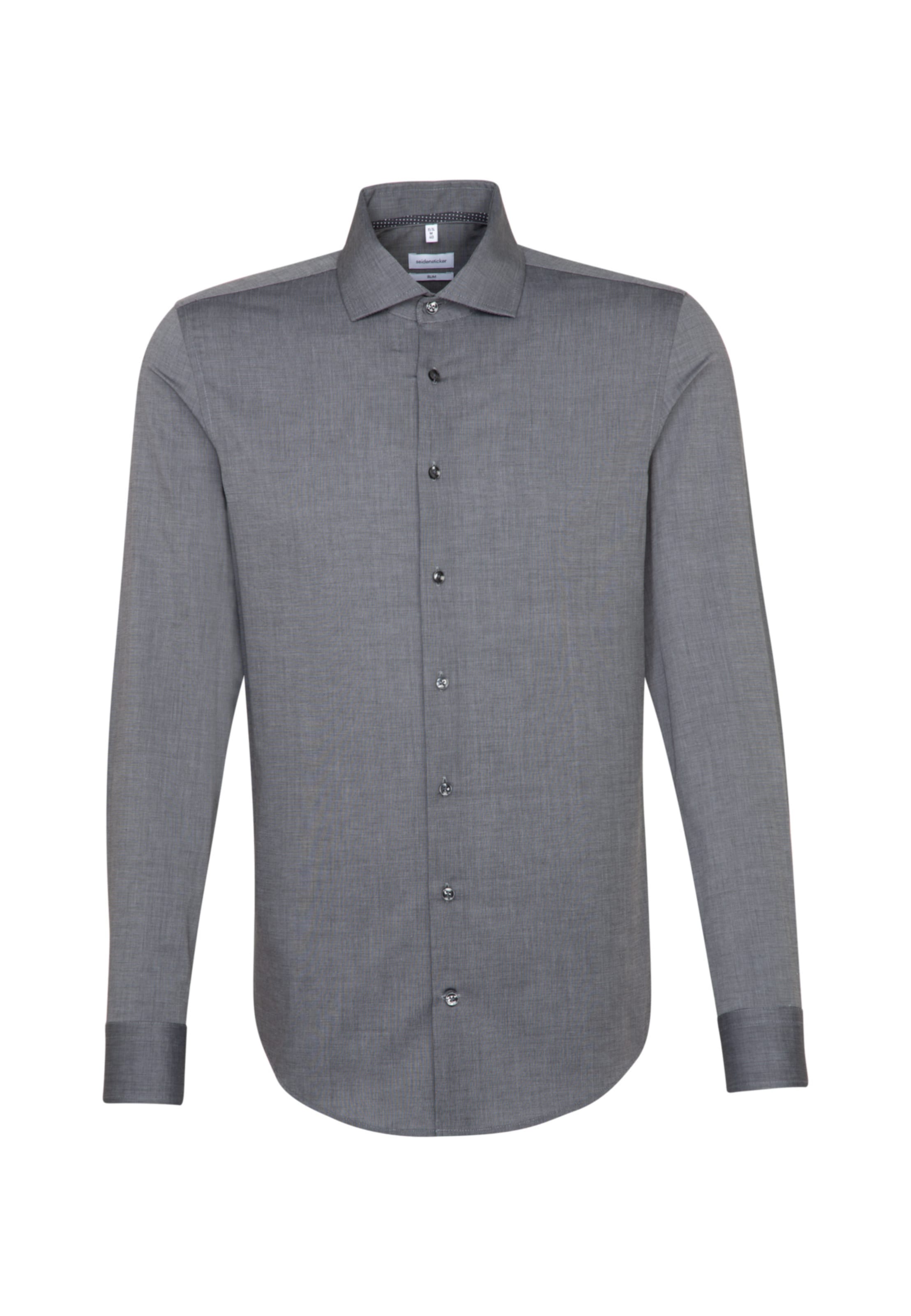 SEIDENSTICKER Slim Fit Hemd in Grau: Vorderseite