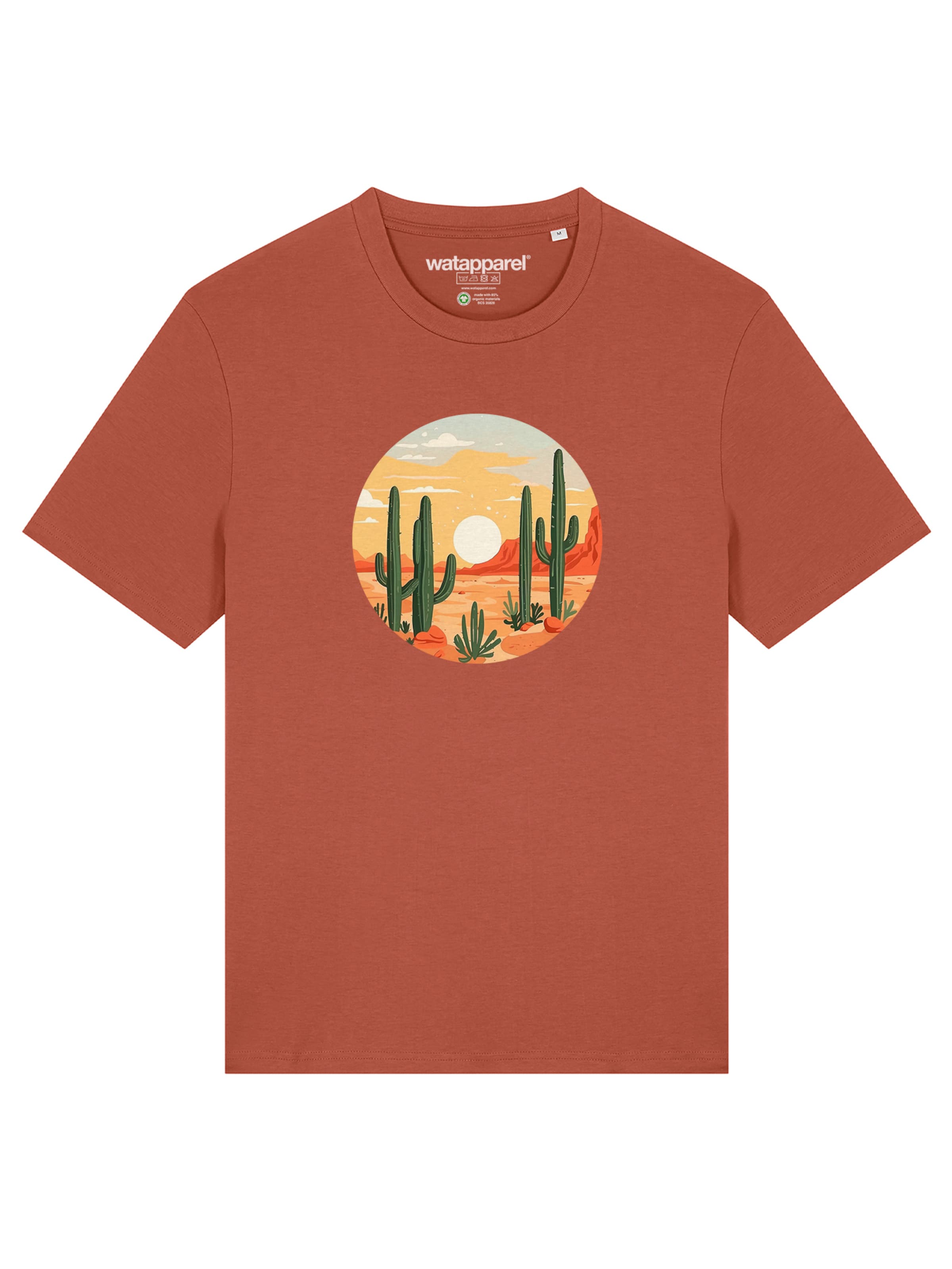 Maglietta 'Sonnenuntergang in der Wüste' di Watapparel in arancione: frontale