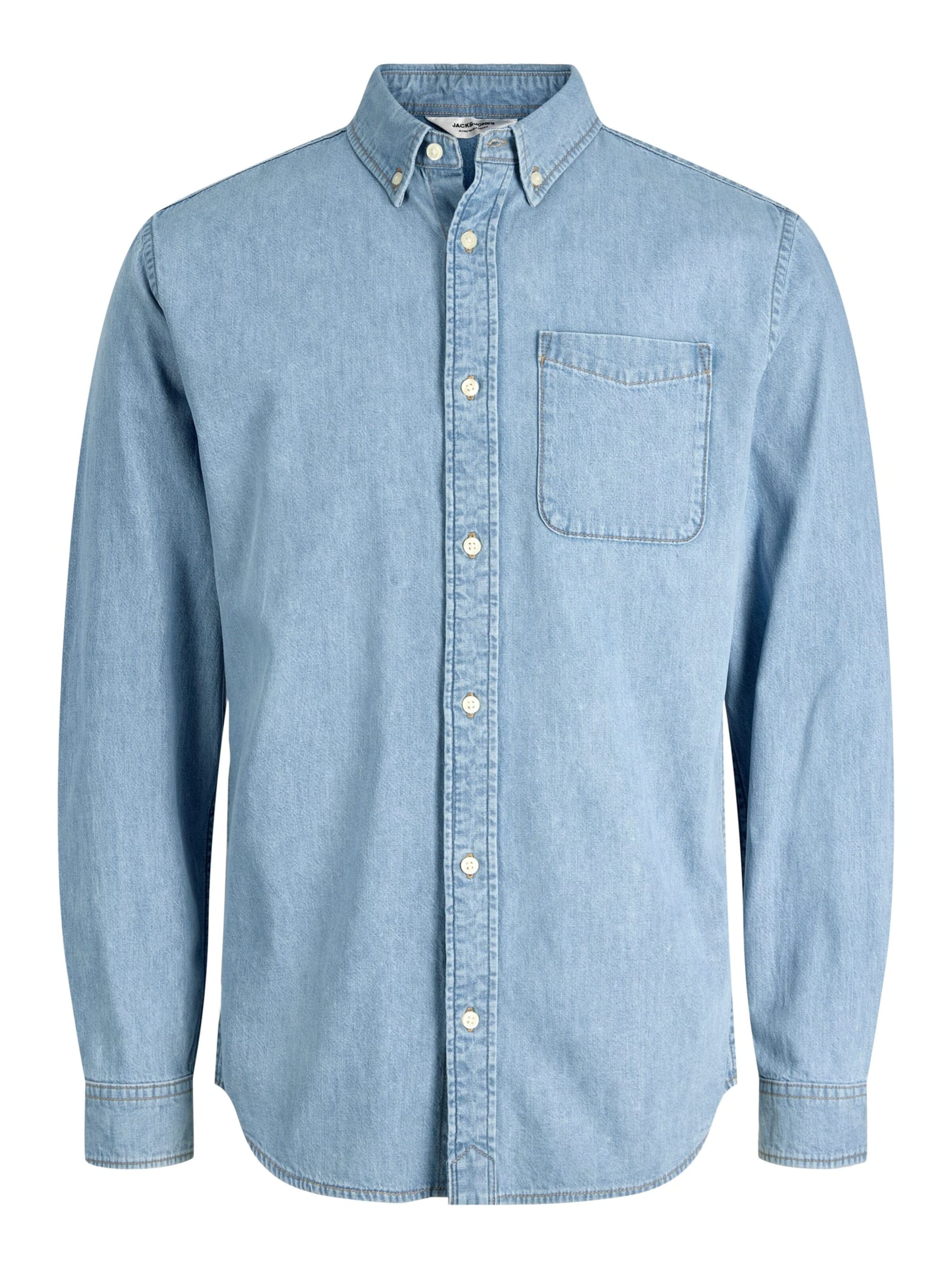 JACK & JONES Comfort fit Button Up Shirt 'Brook' in Blue: front