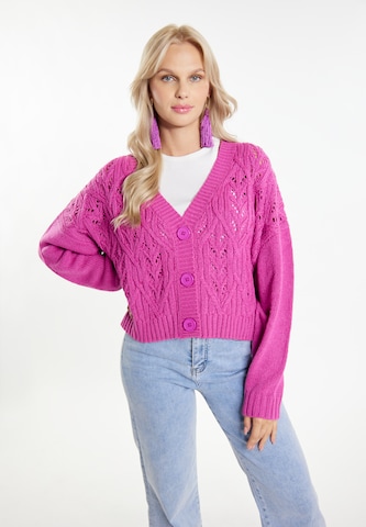 IZIA Knit cardigan 'Eyota' in Pink: front