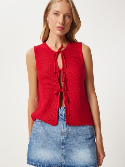 Happiness İstanbul Strickweste in rot, Produktansicht