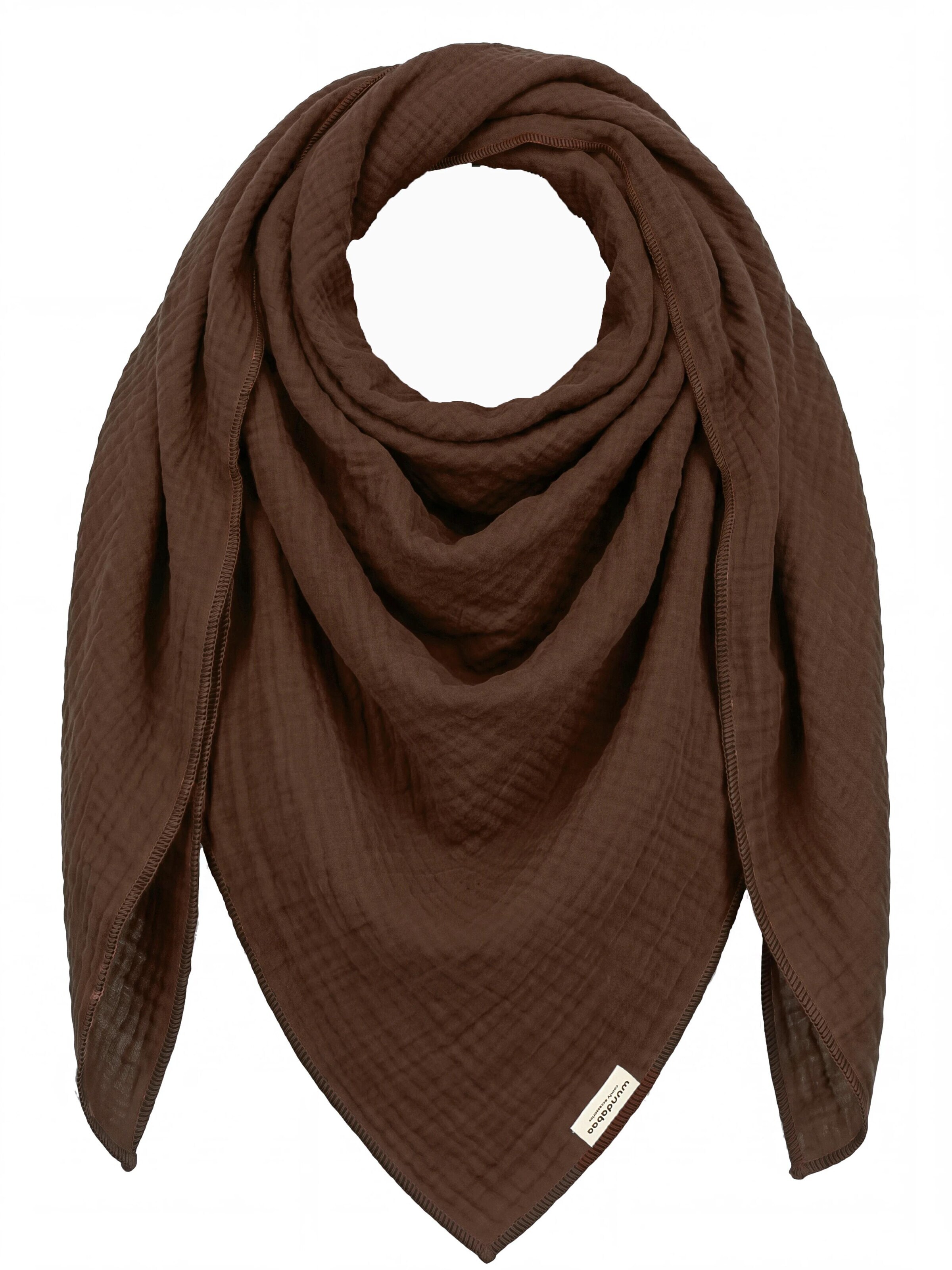 wundabaa Scarf 'Musselintuch 130x130 unifarben' in Brown: front