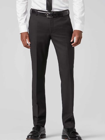 MEYER Slim fit Pleated Pants 'Bonn' in Black: front