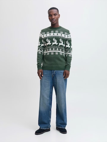 JACK & JONES Svetr 'JJXMAS FROSTY' – zelená