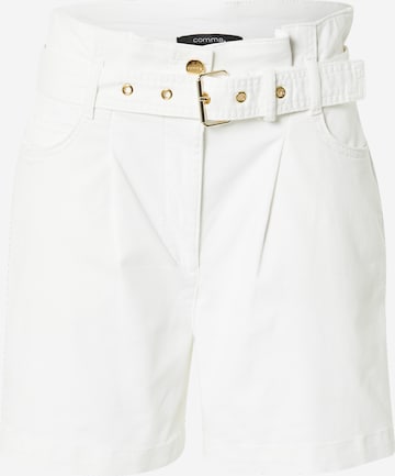 COMMA Voltidega teksapüksid, värv valge: eest vaates