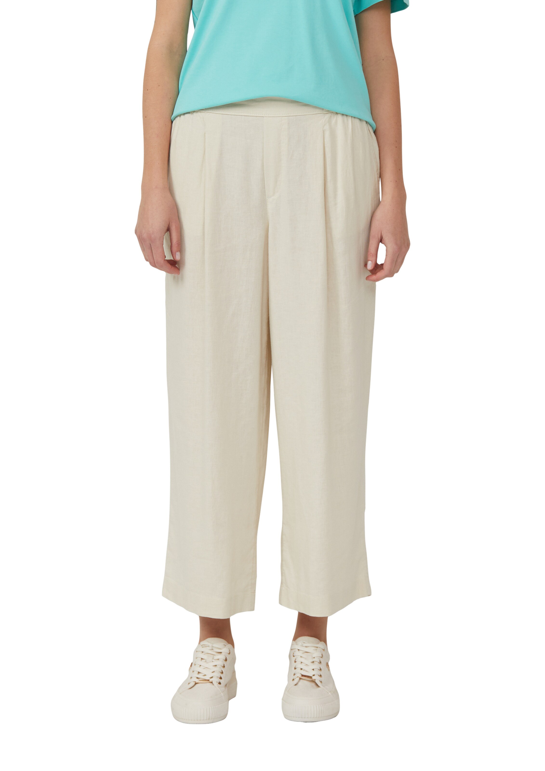 s.Oliver Wide leg Bandplooibroek in Beige: voorkant