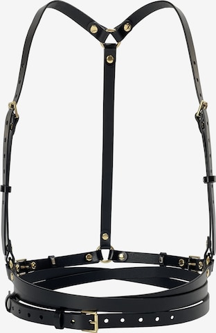 Haute Cuir Bælte 'Slim Double Belt Harness' i sort: forside