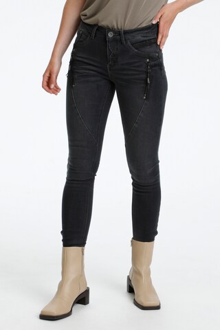 Skinny Jean 'Bibiana' Cream en noir : devant