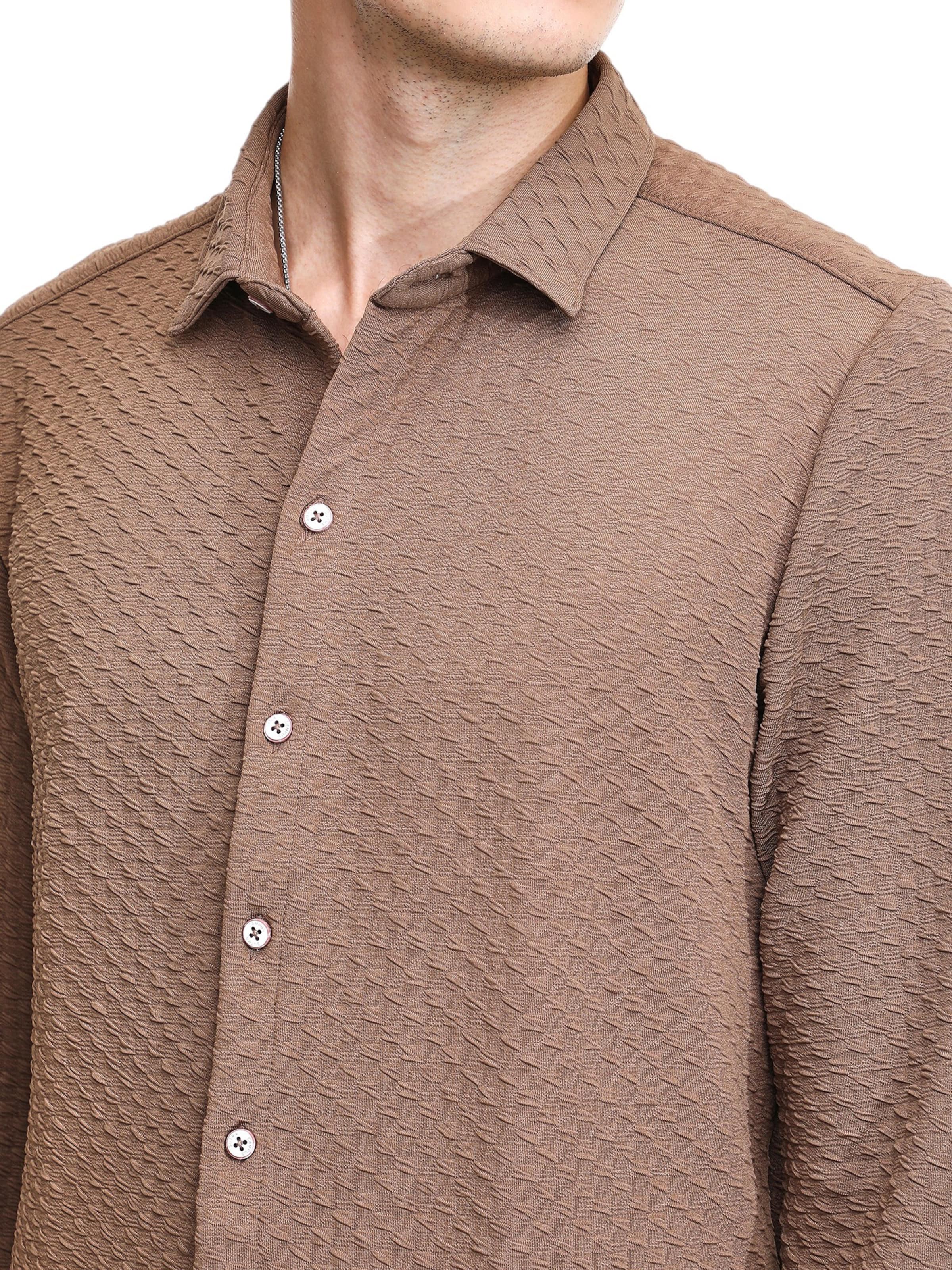 Campus Sutra Regular Fit Hemd 'Yannic' in Braun