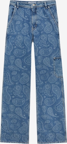 Pull&Bear Wide leg Jeans in Blue: front