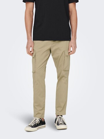 Pantalon cargo Only & Sons en beige : devant