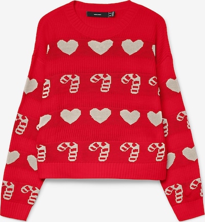 VERO MODA Pullover 'CANDYHEARTS' in rot / weiß, Produktansicht