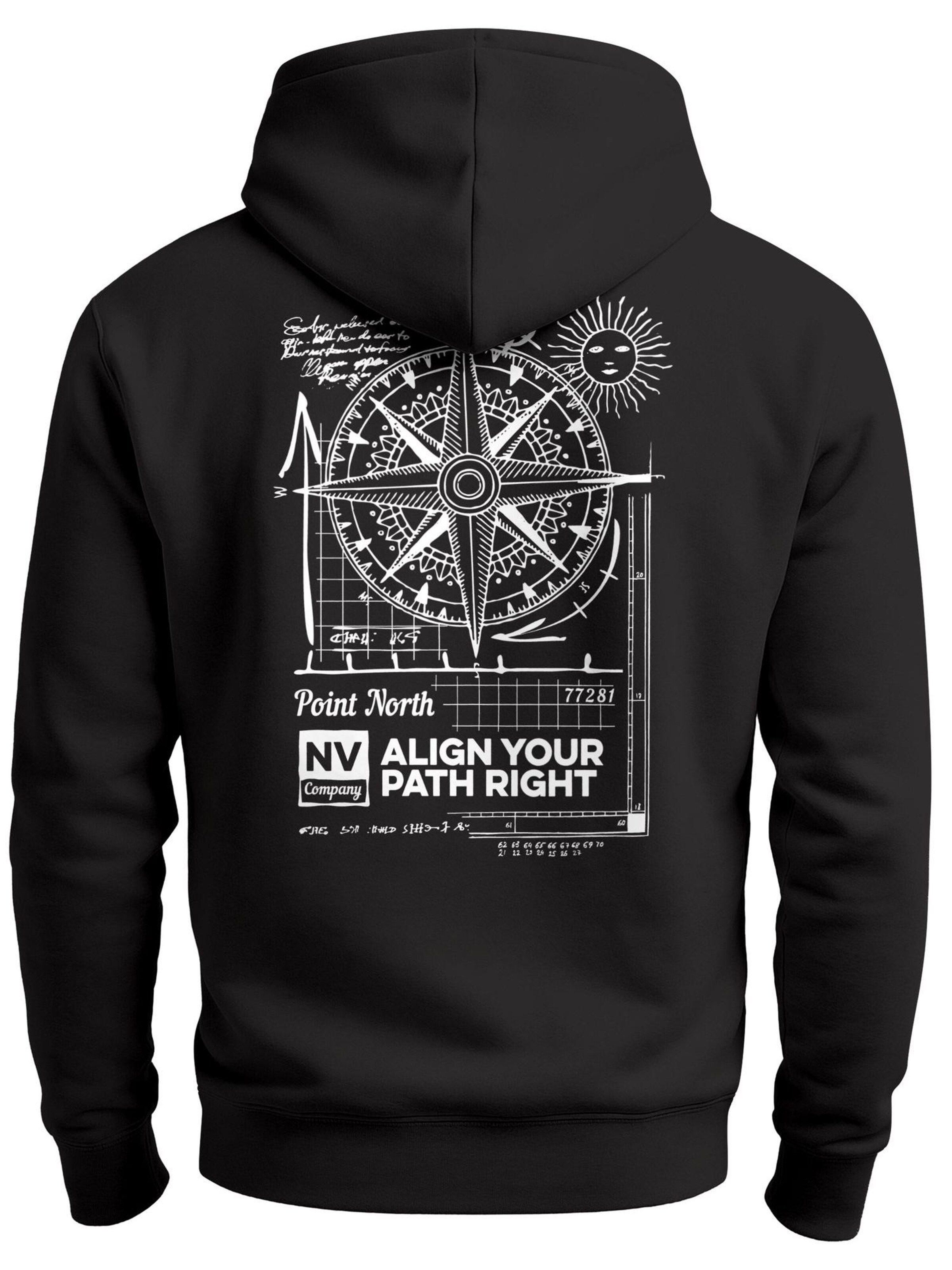 Neverless Zip-Up Hoodie 'Compass' in Black