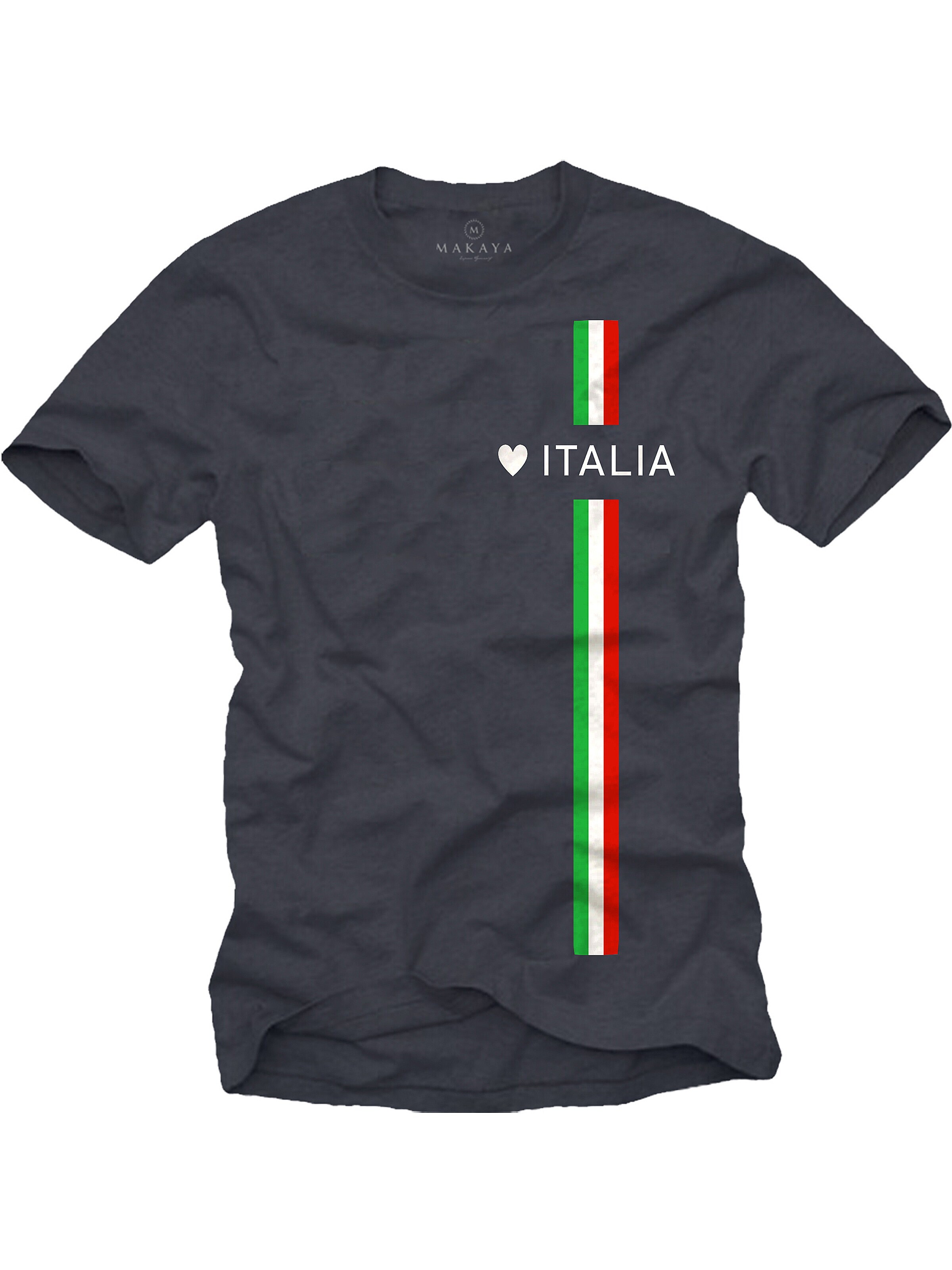 MAKAYA Shirt 'Love Italia' in Grey: front
