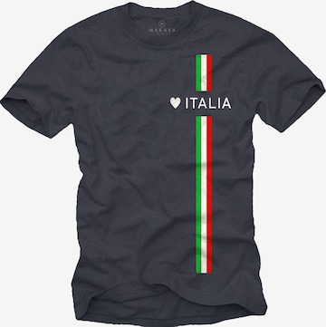 MAKAYA Shirt 'Love Italia' in Grey: front
