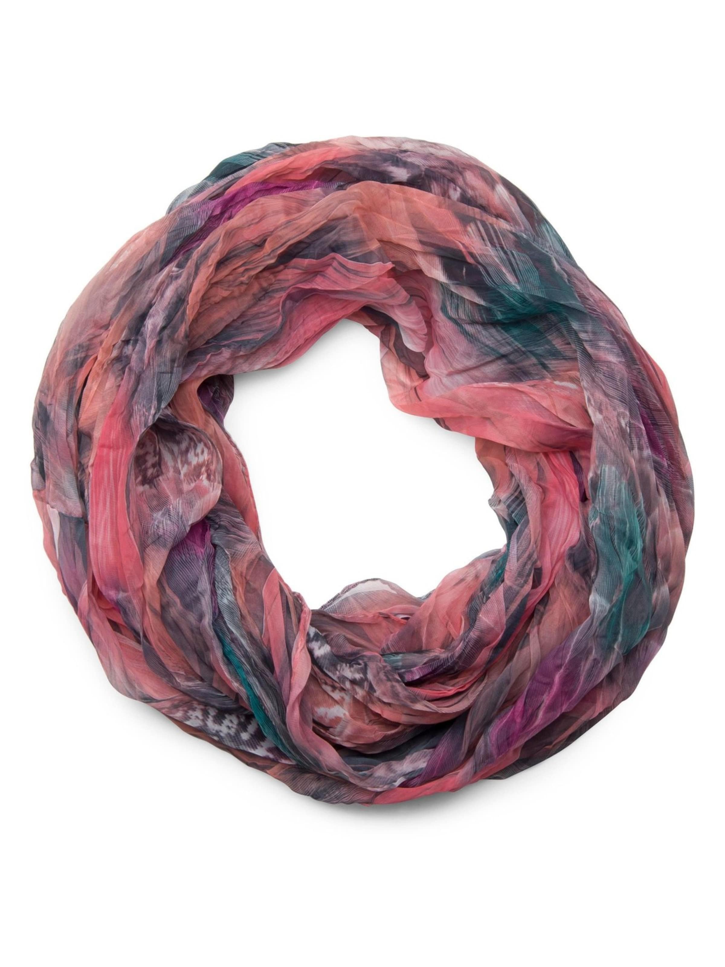 styleBREAKER Schlauchschal 'Loop mit Feder Muster'‌‌ in Pink: Vorderseite