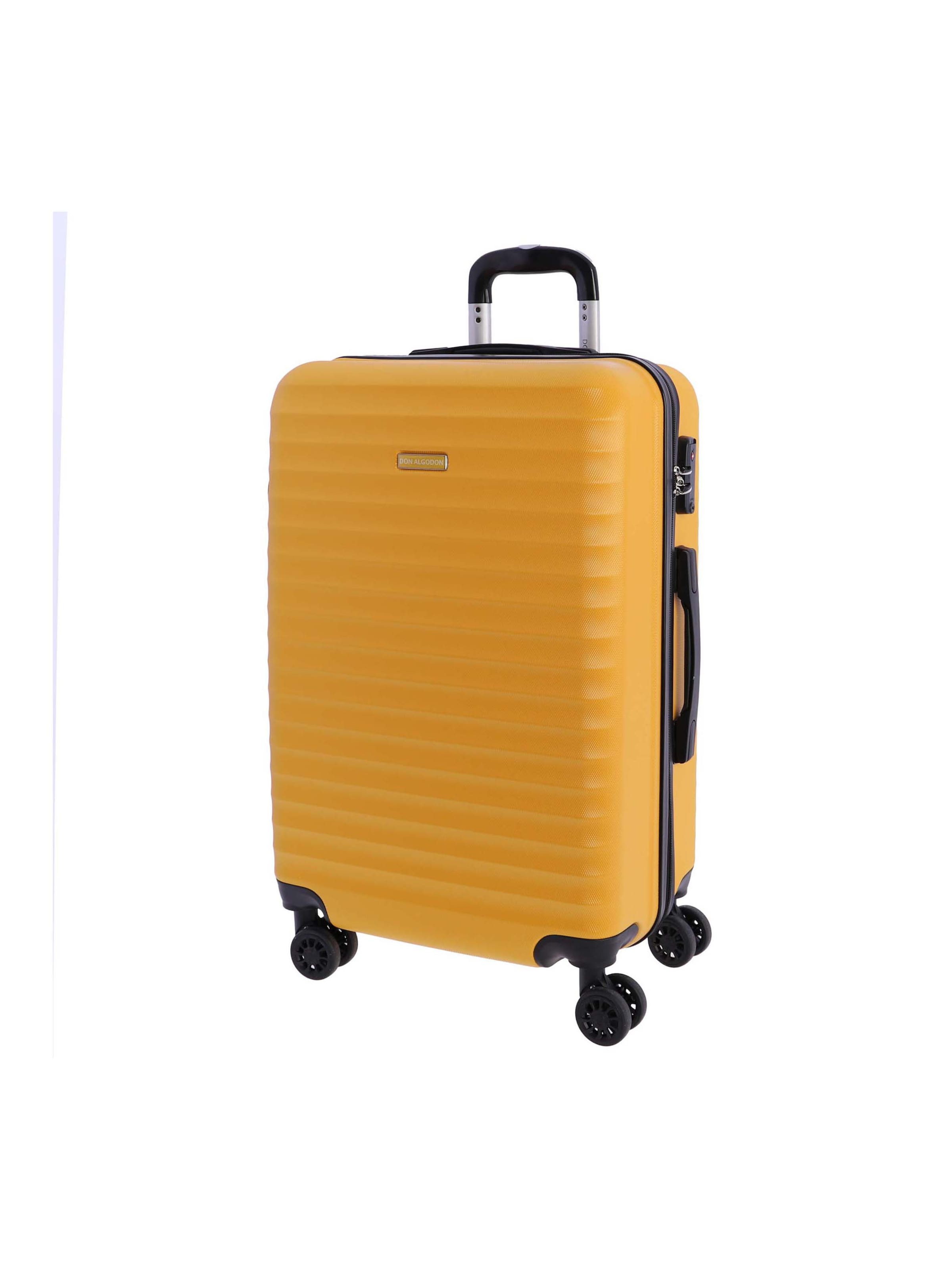 Don Algodon - Carrito 'DON ALGODON Maleta Mediana 23 kg | Maleta de Viaje Rígida con 4 Ruedas Dobles 360º, Candado TSA y Asa Telescópica | Equipaje Resistente al Agua para Viajes en Avión' en amarillo: frente