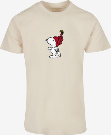 Merchcode Shirt 'Peanuts Snoopy With Knitted Hat' in Beige: voorkant