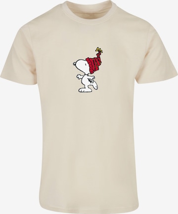 Merchcode Shirt 'Peanuts Snoopy With Knitted Hat' in Beige: predná strana