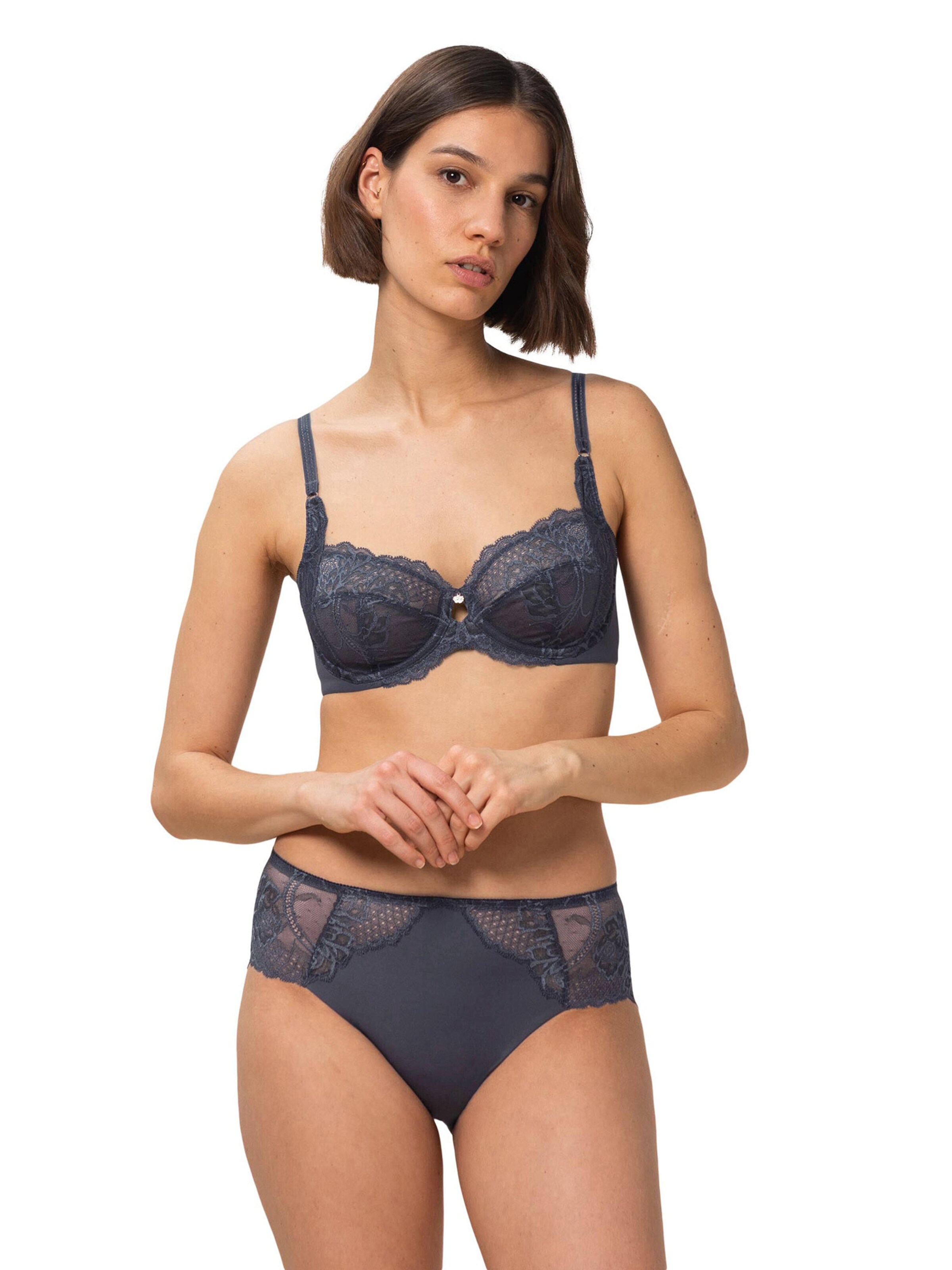 TRIUMPH Bra 'Wild Peony Florale' in Grey