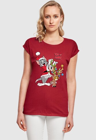 ABSOLUTE CULT Shirt 'Tom And Jerry - Reindeer' in Rood: voorkant