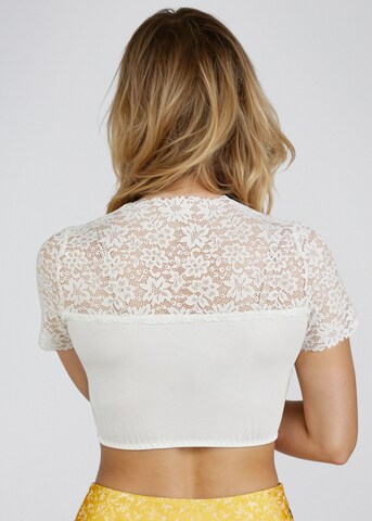 SPIETH & WENSKY Dirndlbluse 'Bahamas', florales Muster in Weiß