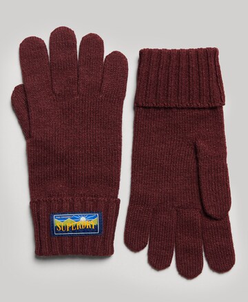 Superdry Full Finger Gloves in Red: front