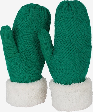 styleBREAKER Fäustlinge 'Strickhandschuhe Fäustlinge mit Rauten Muster und Fleece' in Grün: Vorderseite