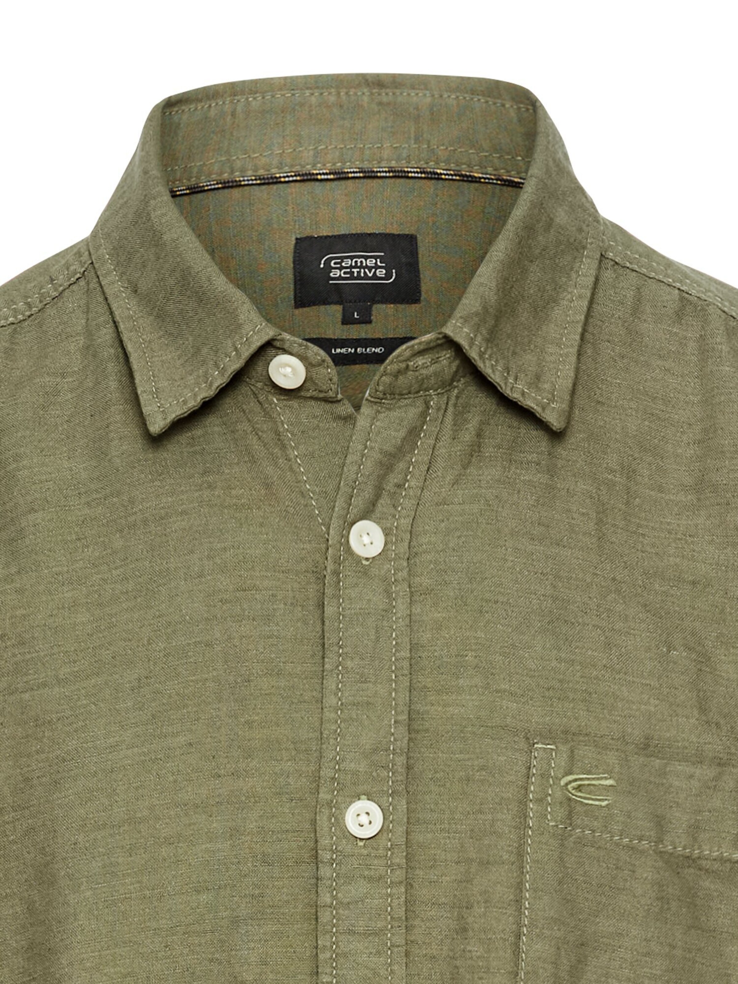 CAMEL ACTIVE Regular Fit Langarm-Leinenhemd in Grün