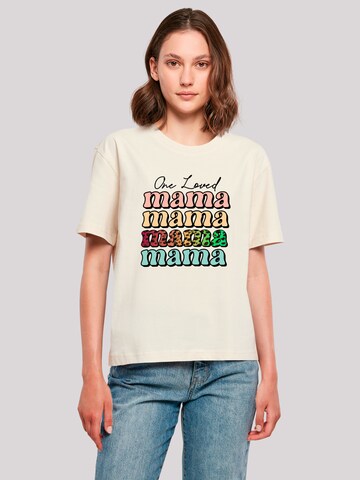 F4NT4STIC Shirt 'Mothers Day Mama Typography Leopard Print Pastel' in Beige: voorkant