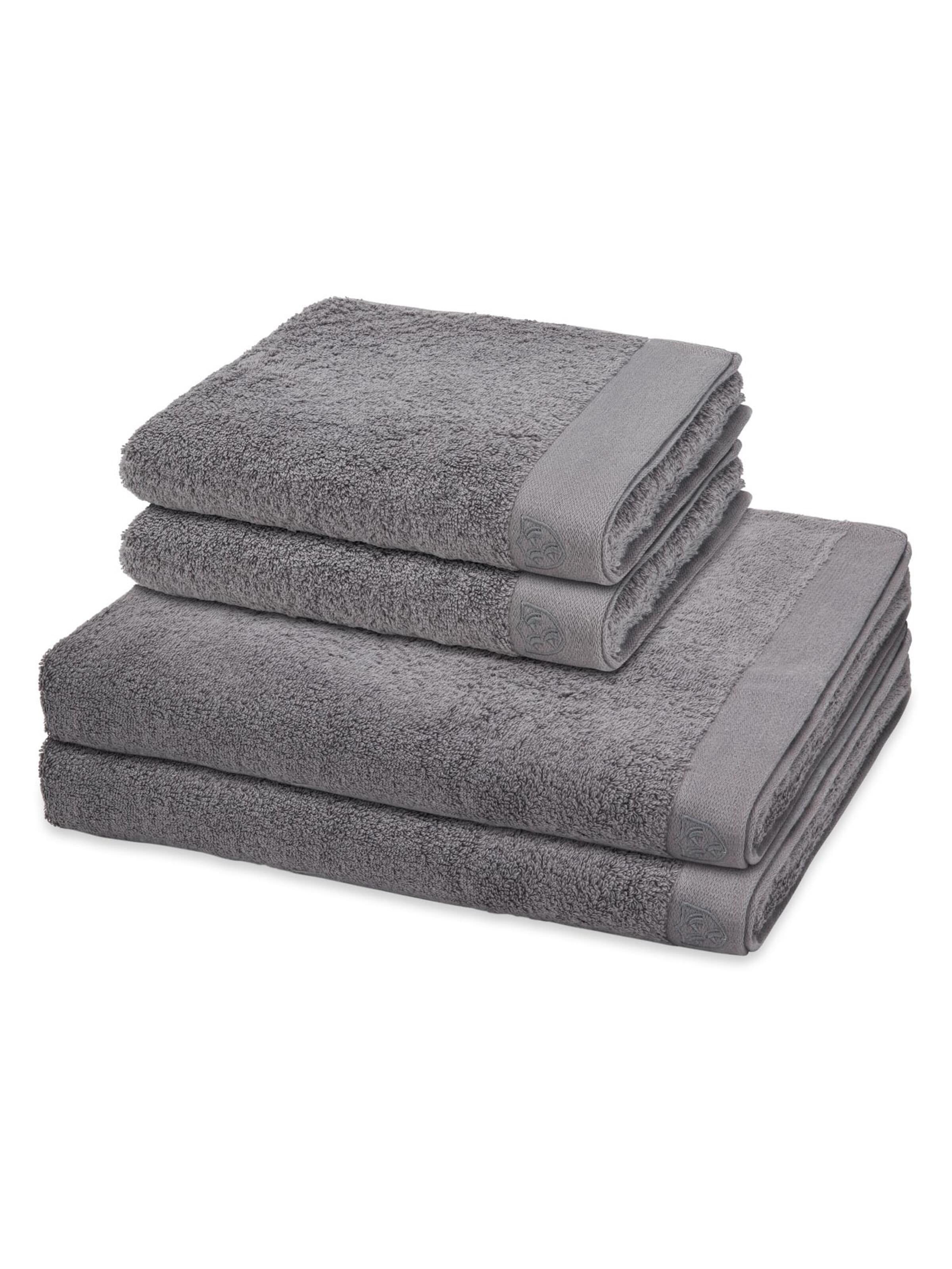 ROSS Towel 'Doubleface Stripes' in Grey: front