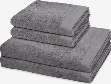 ROSS Towel 'Doubleface Stripes' in Grey: front
