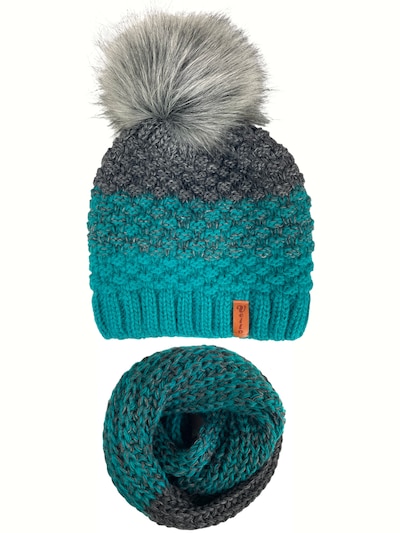 Kumixi Beanie 'Set: Mütze & Loop Schal' in Petrol, Item view