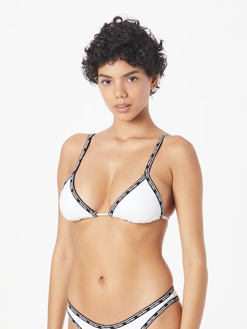 Calvin Klein Swimwear Triangle Bikini Top in White: front
