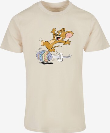 ABSOLUTE CULT T-Shirt 'Tom and Jerry - Egg Run' in Beige: predná strana